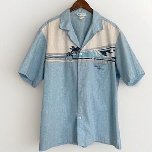 VTG Hawaiian Shirt Blue Island Feeling Hawaii Men XXL Single Stitch Button Retro